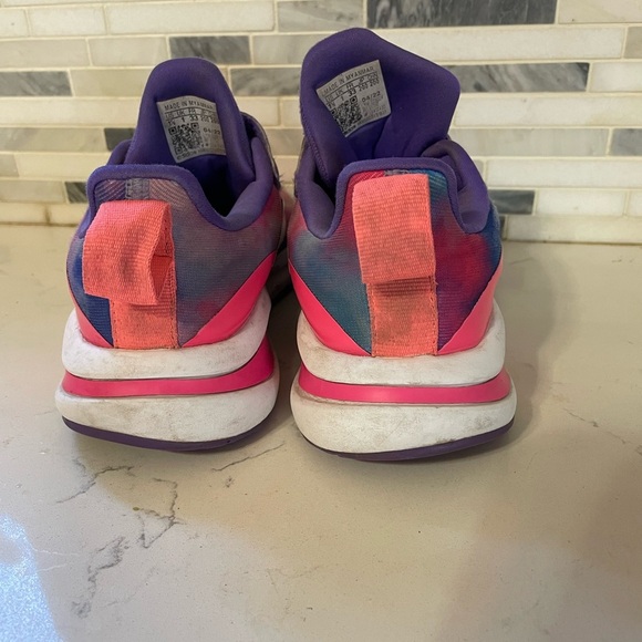 Adidas Fortarun girls 1.5 purple pink tie dye slip on mesh upper sneakers - Picture 4 of 8